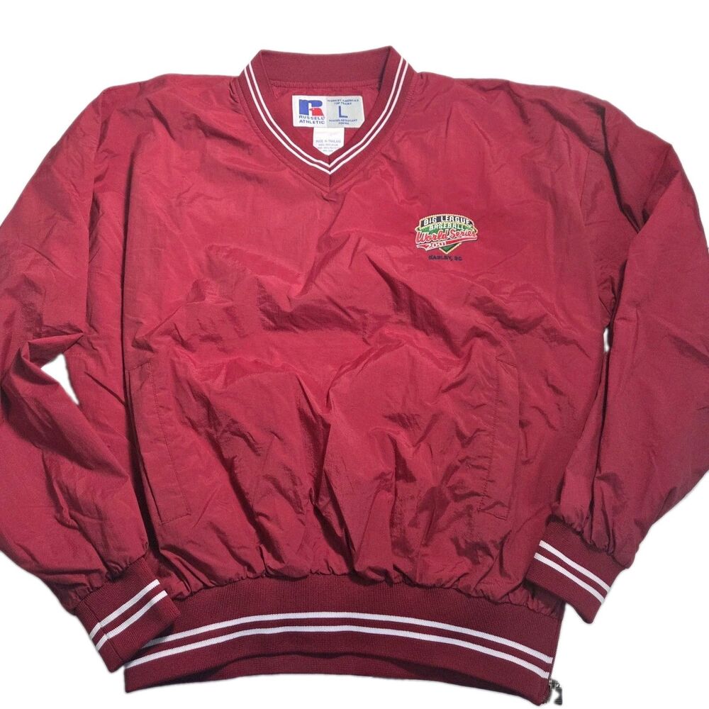 ​Vintage Russell Athletic Windbreaker Pullover Mens L Red Baseball World Series
